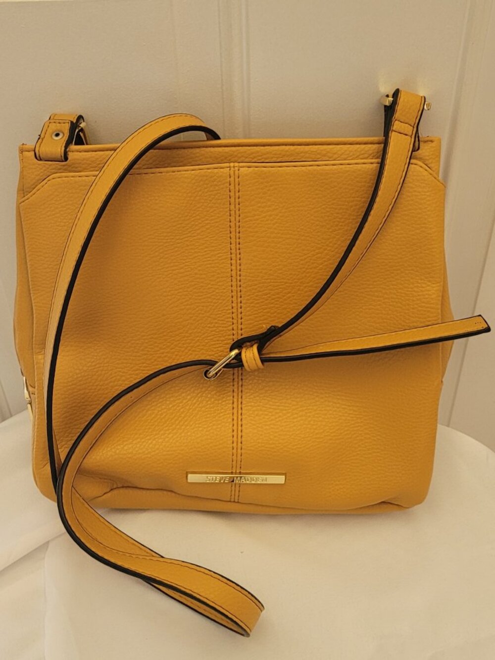 Steve Madden Mustard Studded Crossbody Bag Top Handle